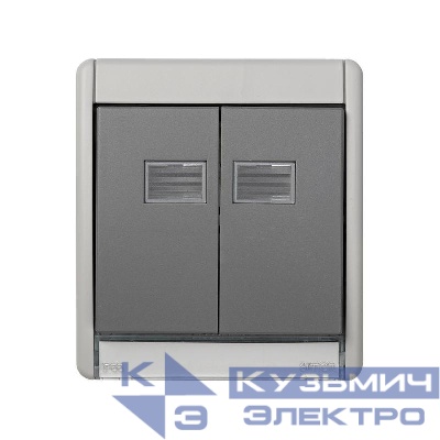 Рамка 1-м Simon44 Aqua с коробкой и двойной клавиш. с подсветкой сер. Simon 4400026-035