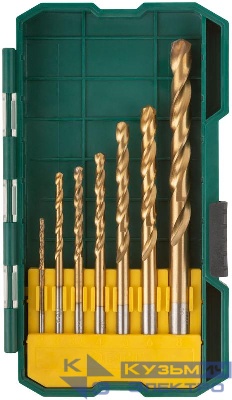 Набор сверл HSS по металлу 2; 3; 3.5; 4; 5; 6; 8мм покрытие титан. (уп.7шт) FIT 34215