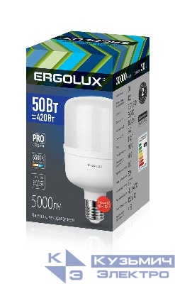 Лампа светодиодная LED-HW-50W-E40-6K PRO 50Вт 6500К холод. бел. E27/E40 150-270В Ergolux 14329
