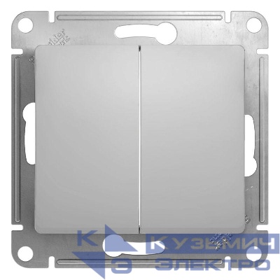 Выключатель 2-кл. СП Glossa 10А IP20 (сх. 5) 10AX механизм алюм. SE GSL000351