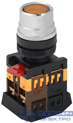 Кнопка ABLF-22 d22мм 1НО+1НЗ 240В неон желт. GENERICA BBT10-ABLF-K05