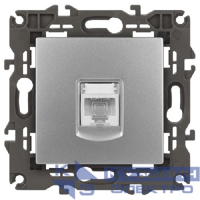 Розетка компьютерная 1-м Elegance 14-3107-03 RJ45 IP20 механизм алюм. Эра Б0034304