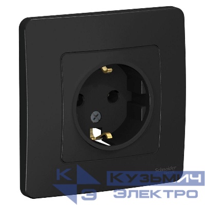 Розетка 1-м СП Blanca 16А IP20 250В с заземл. без защ. шторок антрацит SE BLNRS001016