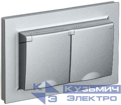 Розетка 2-м СП BRITE РСбш12-3-44-БрА 16А в сборе IP44 с крышкой алюм. IEK BR-R26-16-44-K47-F
