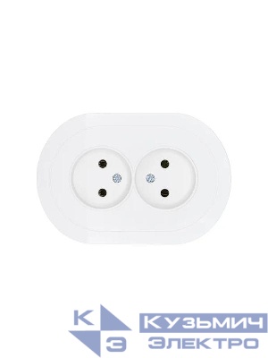 Розетка 2-м СП OSEN без заземл. ПБТ круглая бел. LEZARD 744-0200-128B