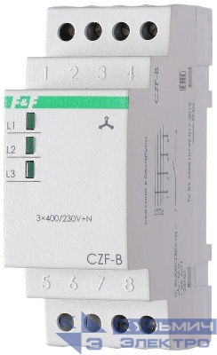 Реле контроля фаз CZF-B (3х400/230+N 8А 1перекл. IP20 монтаж на DIN-рейке) F&F EA04.001.002