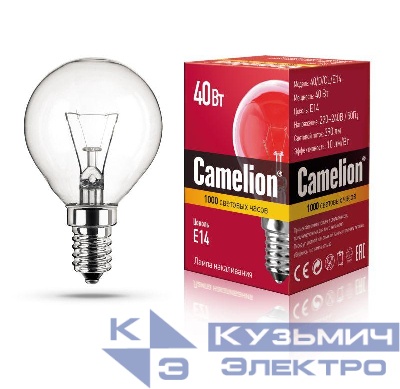 Лампа накаливания MIC D CL 40Вт E14 Camelion 9869