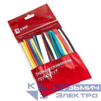Набор трубок термоусадочных ТУТ 3/1.5; 4/2; 5/2.5; 6/3; 8/4 (6 цветов по 5шт 100мм) PROxima EKF tut-n-3-r