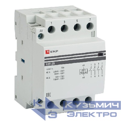 Контактор модульный КМ 20А 4NО (3 мод.) EKF km-3-20-40