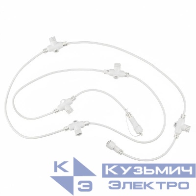 Провод-шина для гирлянд UCX-F90 T05/2M/WH серии F90PRO 2м 5 Т-коннекторов шаг 50см статика/мерцание IP67 бел. Uniel UL-00013220