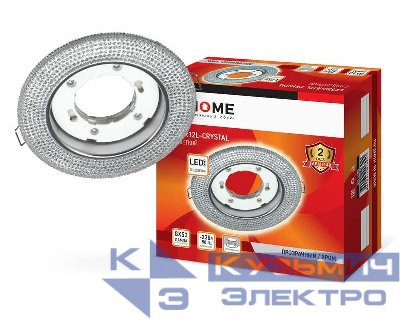 Светильник точечный GX53R-crystal R12L GX53 IP20 230В встраив. с подсветкой прозр./хром. IN HOME 4690612016221