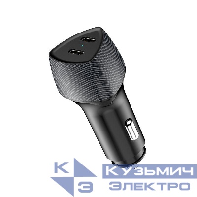 Устройство зарядное автомобильное с двумя портами USB-C PD + USB-C PD 40Вт со световой индикацией черн. Rexant 16-0244