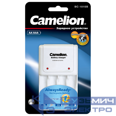 Устройство зарядное BC 1010B (C-1010B/2-4AA/AAA/200мА свет. индик.) бел. Camelion 10357