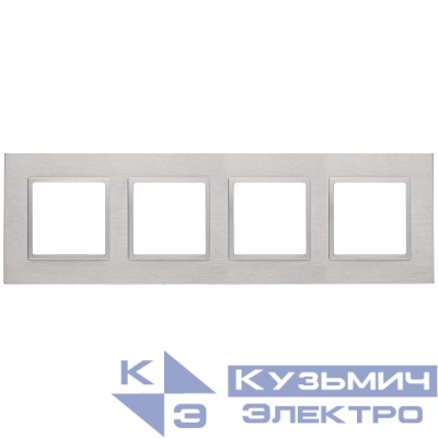 Рамка 4-м 14-5204-03 металл Elegance алюм.+алюм. ЭРА Б0034559