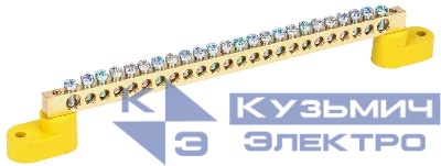 Шина PE "земля" ШНИ-6х9-24-У2-Ж на двух угловых изоляторах IEK YNN10-69-24C2-K05
