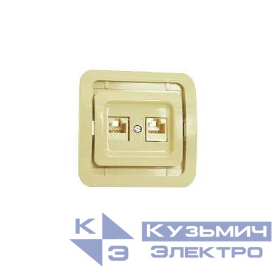 Розетка компьютерная 2-м СП Mimoza кат.5E без вставки крем. Makel 32036
