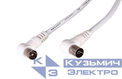 Шнур TV Plug - TV Jack 3м угловой бел. Rexant 18-0024