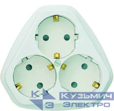 Розетка 3-м СП РС10/16-503 16А IP20 с заземл. защ. шторки бел. Кунцево 5930
