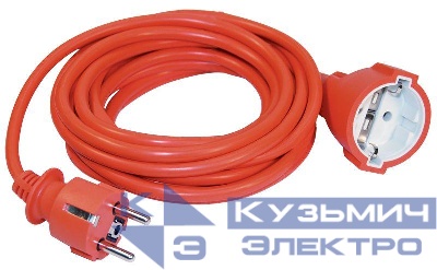 Удлинитель-шнур 1х5м с заземл. 10А IP44 УШ-01РВ 2P+PE 3х1 вилка + розетка оранж. IEK WUP10-05-K09-N
