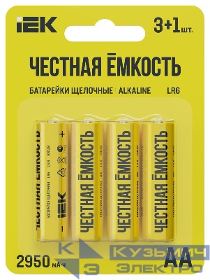 Элемент питания алкалиновый LR6/AA ПРОМО (блист.4шт) IEK ABT-LR06-OP-L04A