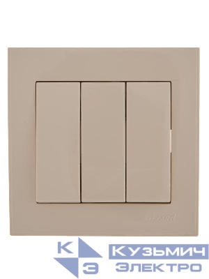 Выключатель 3-кл. СП Rain IP20 крем. LEZARD 703-0303-109