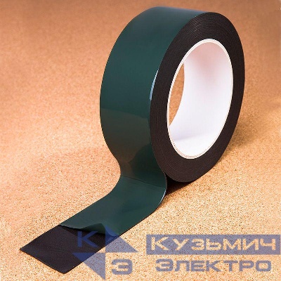 Скотч двухсторонний 40ммх5м зел. на черн. основе Rexant 09-6140