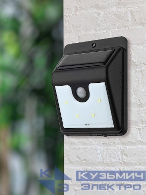 Светильник светодиодный 4SMD уличный на солнечн. батарее с датчиком движения 3м аккум. 3.7В 800мА.ч 18650 литиевый саморезы для крепления (в компл.) КОСМОС KOC_SOL106
