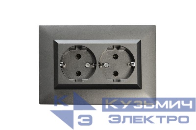 Розетка 2-я Karea RIZZ STAR с заземл. дым. металлик Makel 88050082