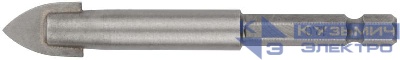 Сверло по кафелю и стеклу 12х85мм шестигранный U-хвостовик под биту КУРС 35467