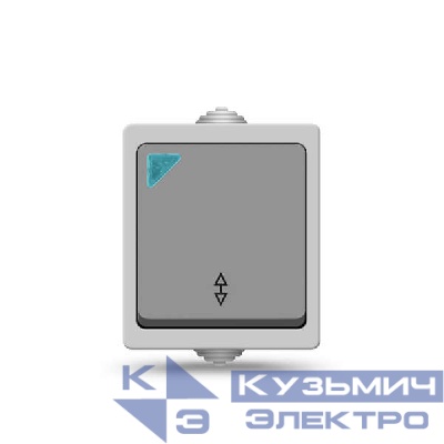 Переключатель проходной 1-кл. Аллегро IP54 с подсветкой сер. UNIVersal 1277