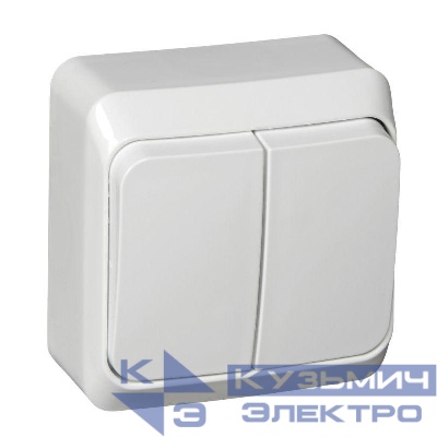 Выключатель 2-кл. ОП Этюд 10А IP20 с подсветкой бел. SE BA10-006B