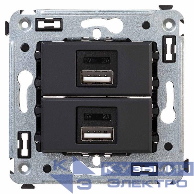 Устройство зарядное USB СП Avanti "Черный матовый" DKC 4412543