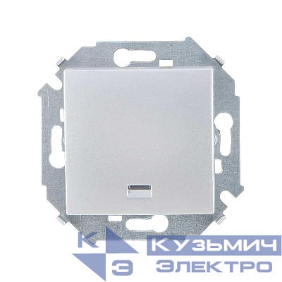 Механизм кнопки клавишной 1-м с подсвет. 16А 250В Simon15 винтовой зажим алюм. 1591160-033