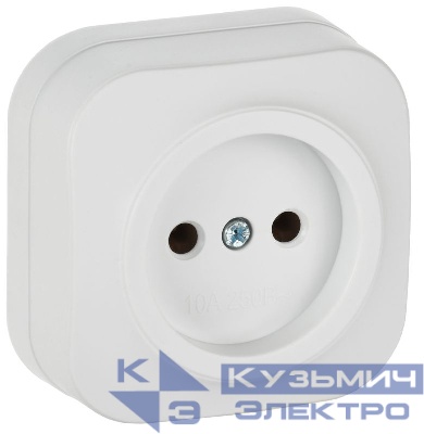 Розетка ОП GLORY РС20-2-ХБм 10А без заземл. без защ. шторок бел. матов. IEK ERH10-K01M-10