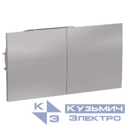 Розетка 2-м СП AtlasDesign 16А IP20 с заземл. защ. шторки со сдвижн. крышкой в сборе алюм. SE ATN000328