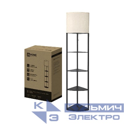 Светильник ТНО 11С-Е27-NB этажерка угловая напольн. под лампу абажур беж./корпус черн. IN HOME 4690612064512