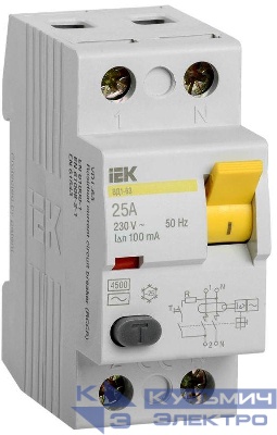 Выключатель дифференциального тока (УЗО) 2п 25А 100мА тип AC ВД1-63 KARAT IEK MDV10-2-025-100
