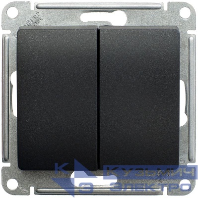 Переключатель проходной 2-кл. СП Glossa 10А IP20 (сх. 6) 10AX механизм антрацит SE GSL000765