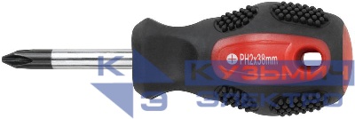 Отвертка "Мастер" 6х38мм РН2 CrV сталь прорезиненная ручка КУРС 53776