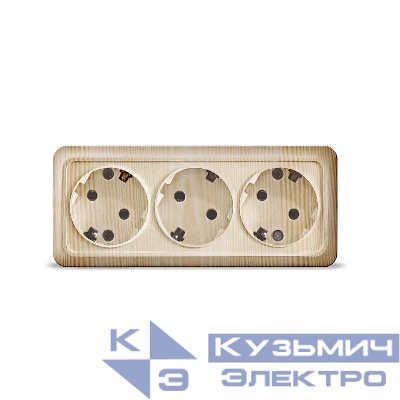 Розетка 3-м ОП Олимп с заземл. сосна UNIVersal 1173