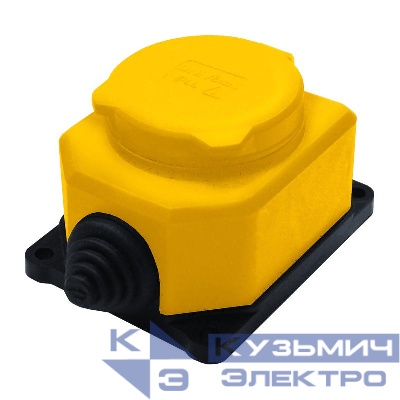 Розетка настенная 1ф с заглушкой компакт каучук желт. Universal 3085