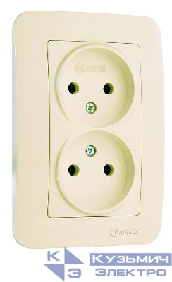 Розетка 2-м СП Lillium N 10А без заземл. крем. Makel 55217