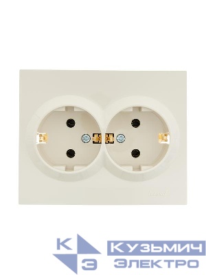 Розетка 2-м СП VESNA с заземл. ПБТ кремов. LEZARD 742-0300-127B