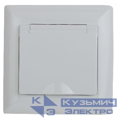 Розетка 1-м СП Solo 16А 250В IP44 2P+E Schuko защ. шторки с крышкой бел. Intro Б0043361