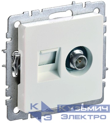 Розетка компьютерная + телевизионная 2-м Brite РТВ/РК12-БрЖ RJ45 кат.5E + TV механизм жемчуж. IEK BR-AK20-1-K36
