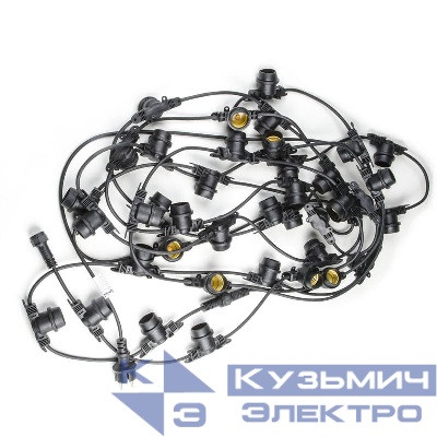 Гирлянда UDL-K110 40/E27/10M IP65 BLACK BELT-LIGHT Белт-лайт 10м + 1.5м сетевой шнур. 40 патронов E27 шаг 25см черн. Uniel UL-00006440