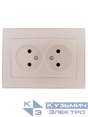 Розетка 2-м СП Rain 16А IP20 без заземл. керамика жемчуж./бел. метал. LEZARD 703-3030-128
