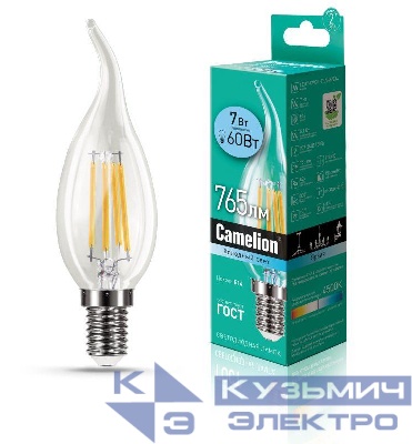 Лампа светодиодная филаментная LED7-CW35-FL/845/E14 7Вт 220В Camelion 13455