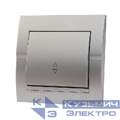 Переключатель проходной 1-кл. СП Deriy 10А серебр. метал. LEZARD 702-2828-105