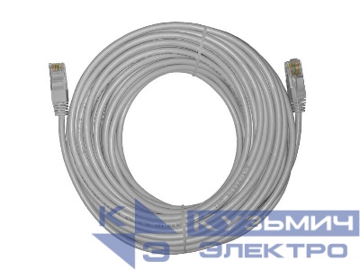 Патч-корд UTP4 cat.5e, 15.0м, литой коннектор, серый, Netko CKC